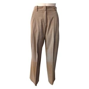 The Frankie Shop Pleated High Waist Trousers Tan Wool Blend Women's Size S